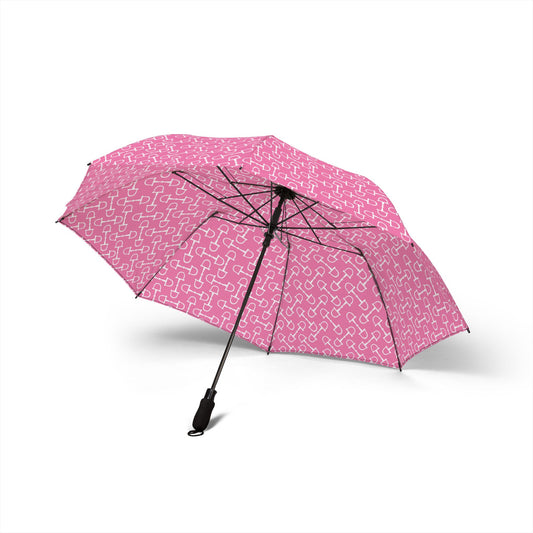 Pink Equestrian Semi-Automatic Foldable Umbrella