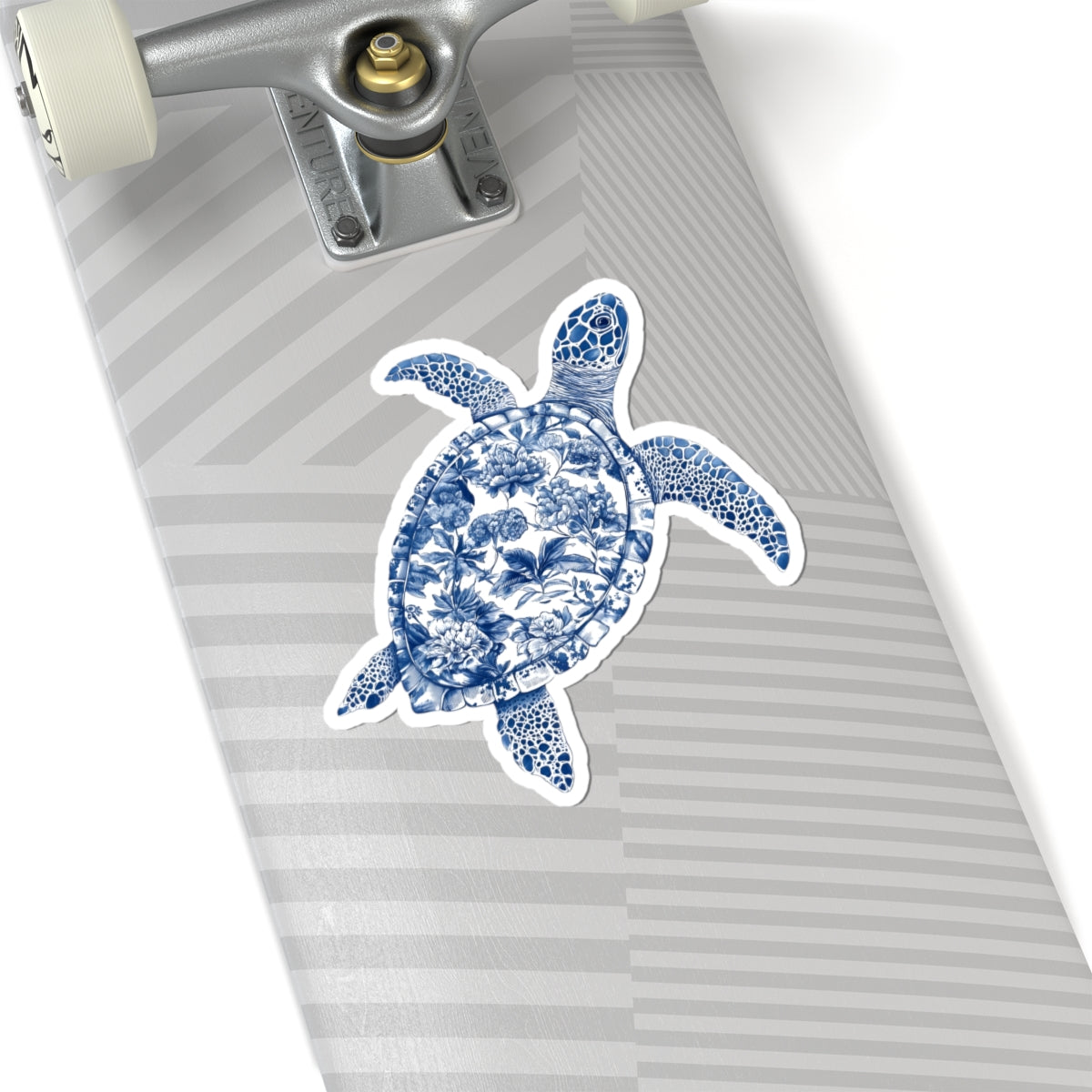 Blue Floral Turtle Kiss-Cut Sticker