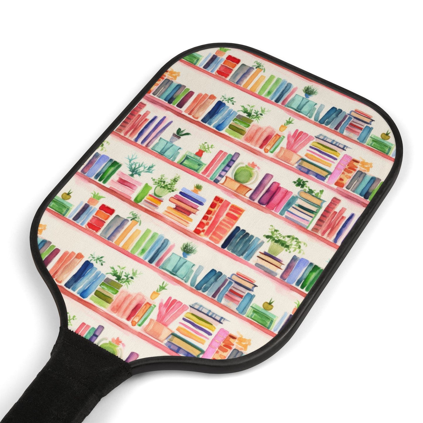 Watercolor Bookshelves Pickleball Paddle Set