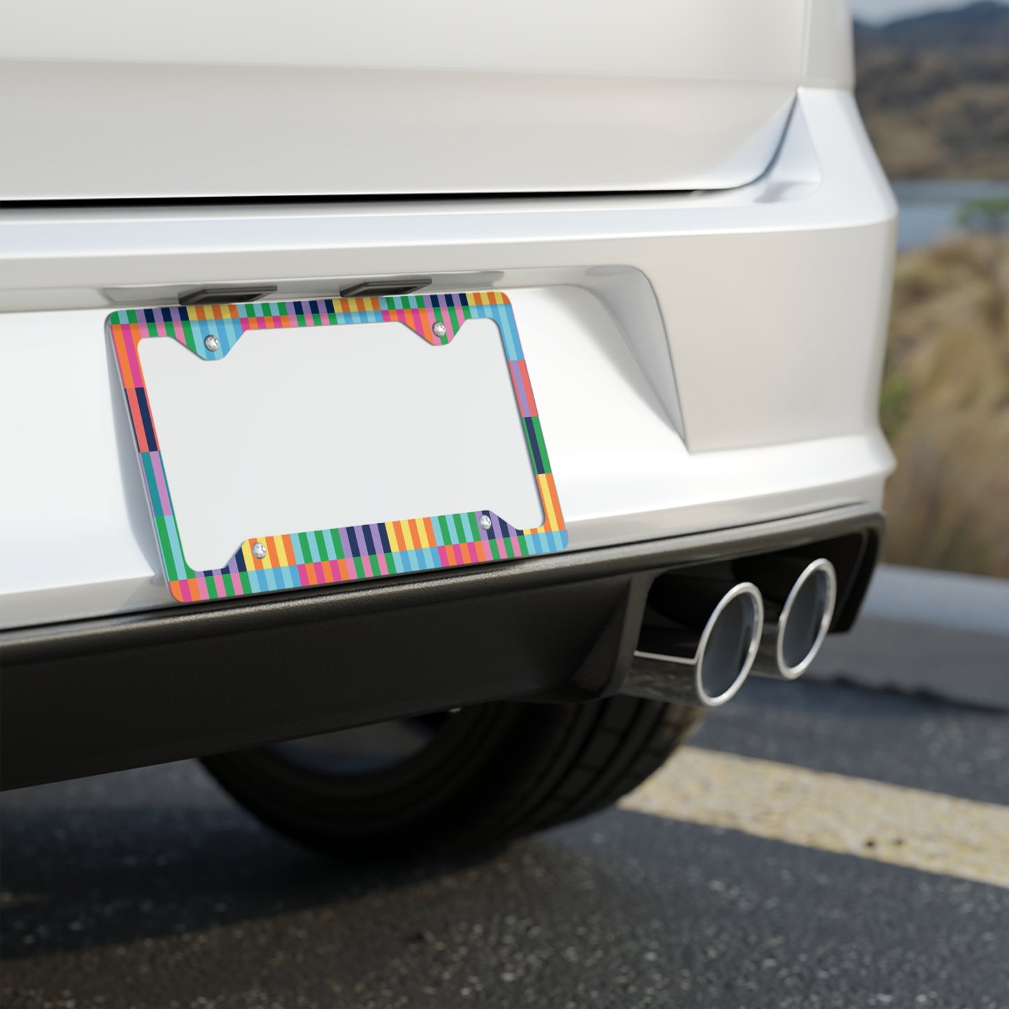 Color Blocks Metal License Plate Frame