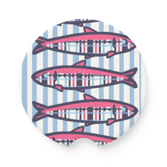 Plaid Sardines Soapstone Car Coaster