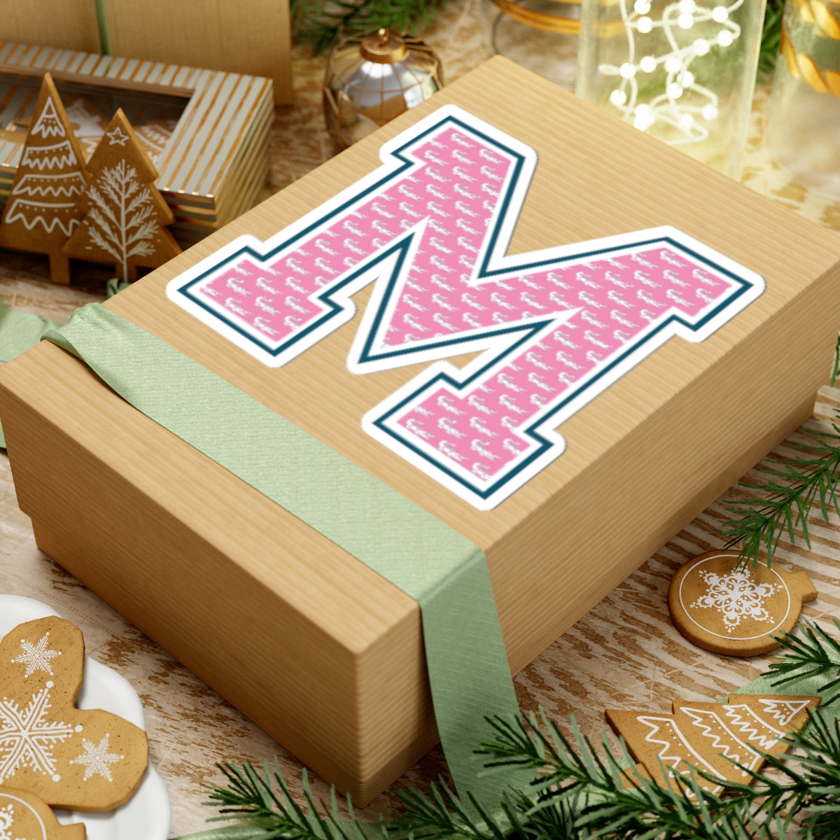 Preppy Letter M Kiss Cut Sticker