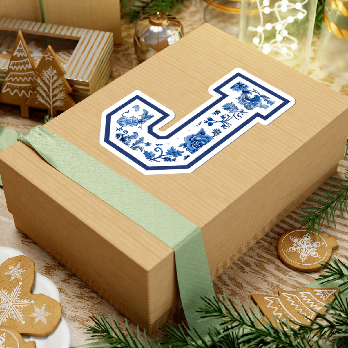 Chinoiserie Letter J Kiss Cut Sticker