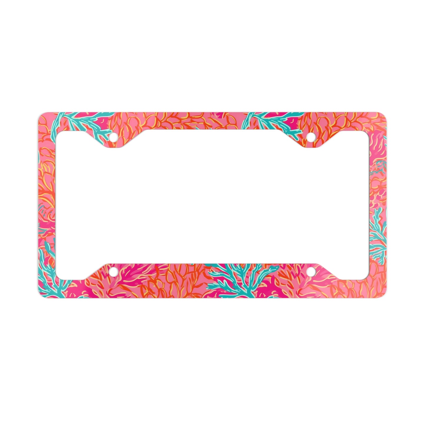 Coral Metal License Plate Frame
