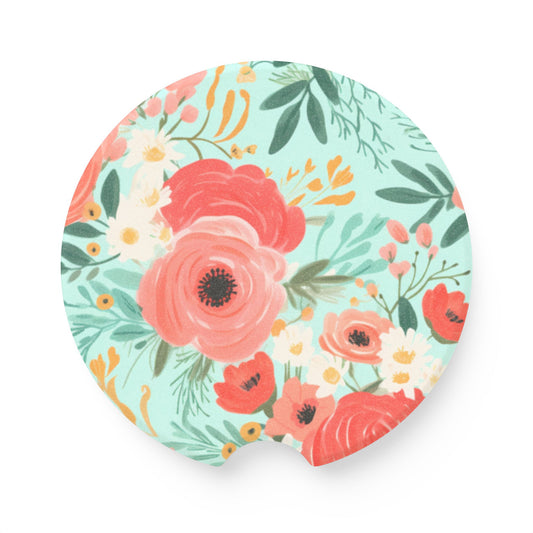 Coral Floral Soapstone Car Coaster