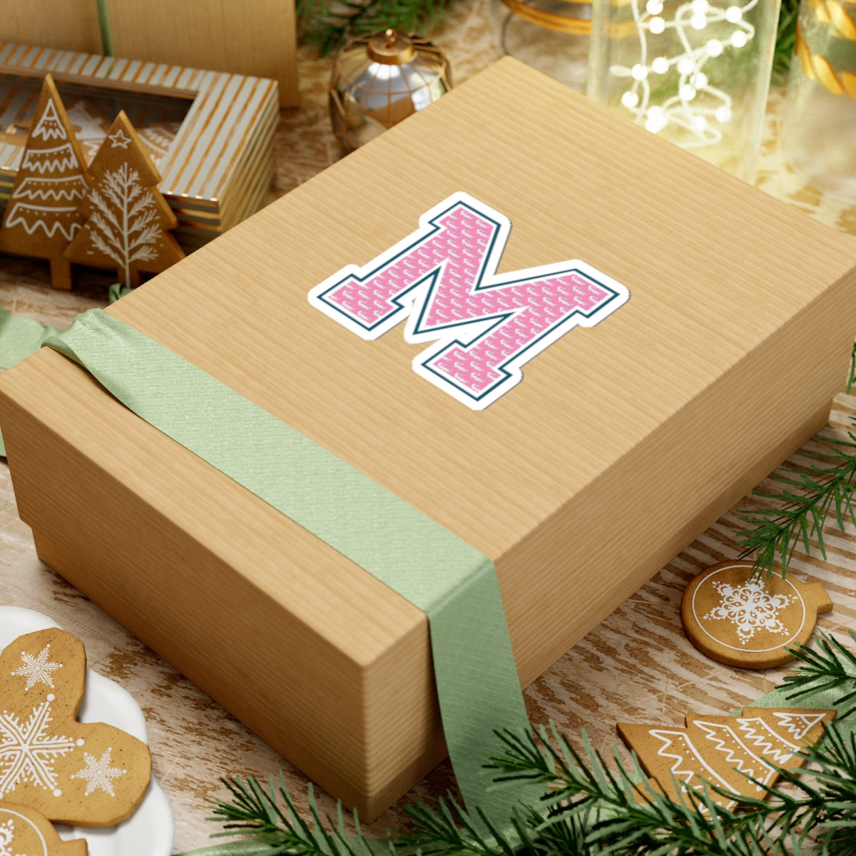 Preppy Letter M Kiss Cut Sticker