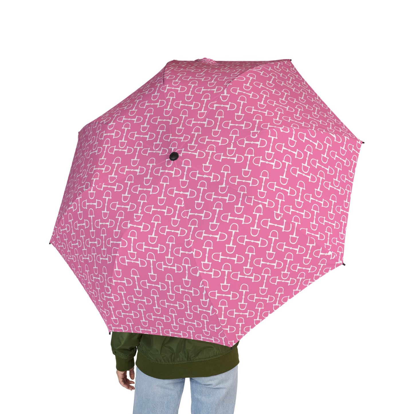 Pink Equestrian Semi-Automatic Foldable Umbrella