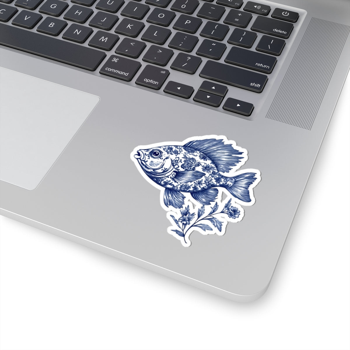 Blue Floral Fish Kiss-Cut Sticker
