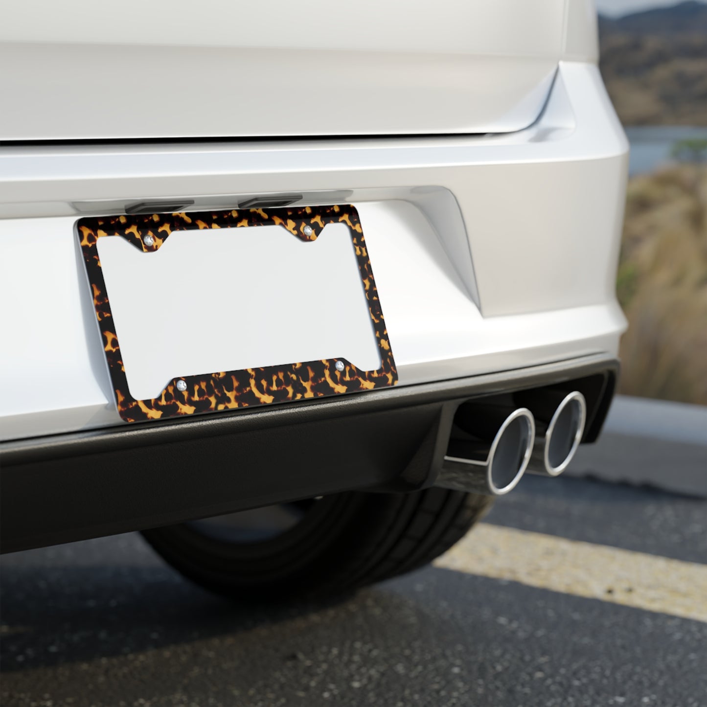 Tortoise Print Metal License Plate Frame