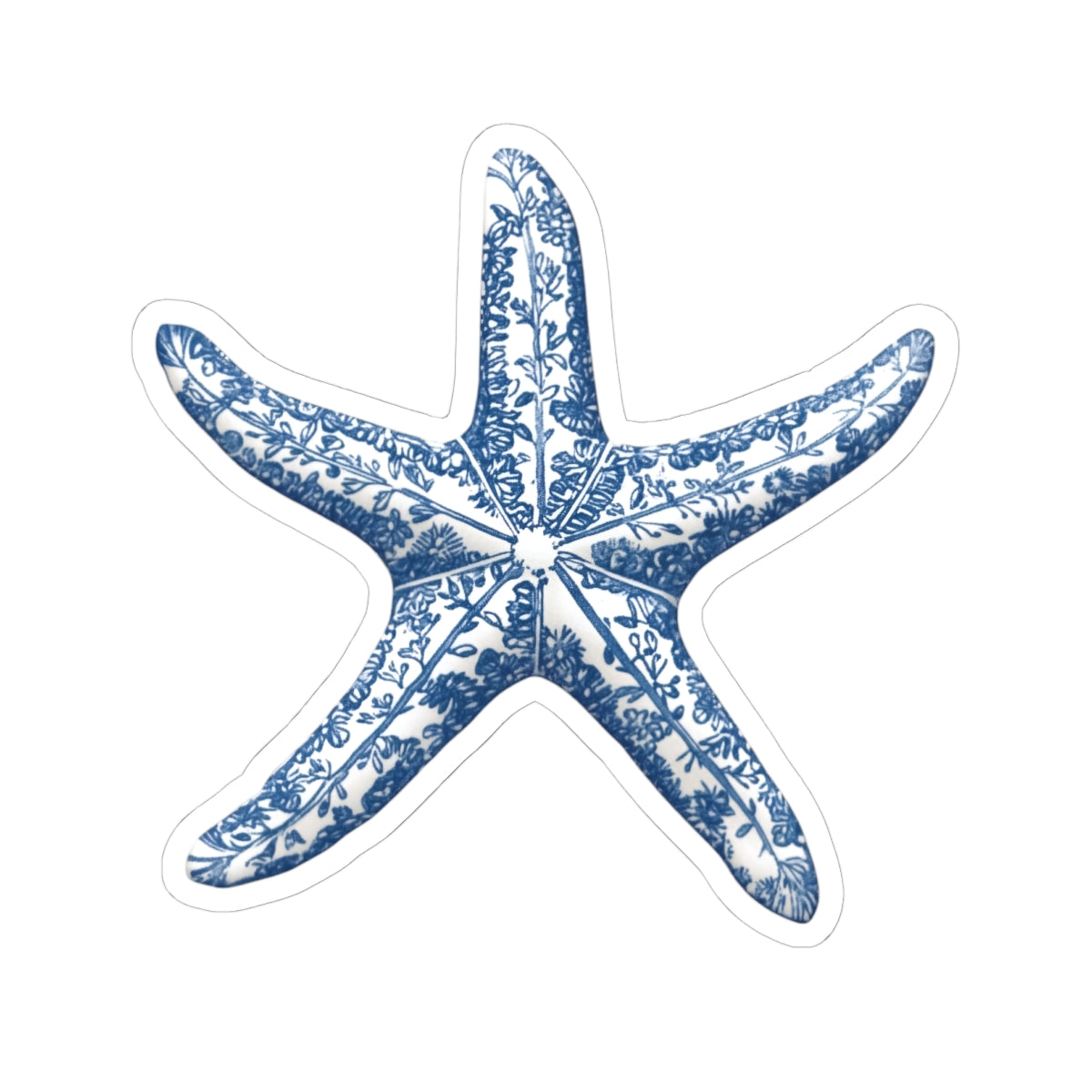 Blue Floral Starfish Kiss-Cut Sticker