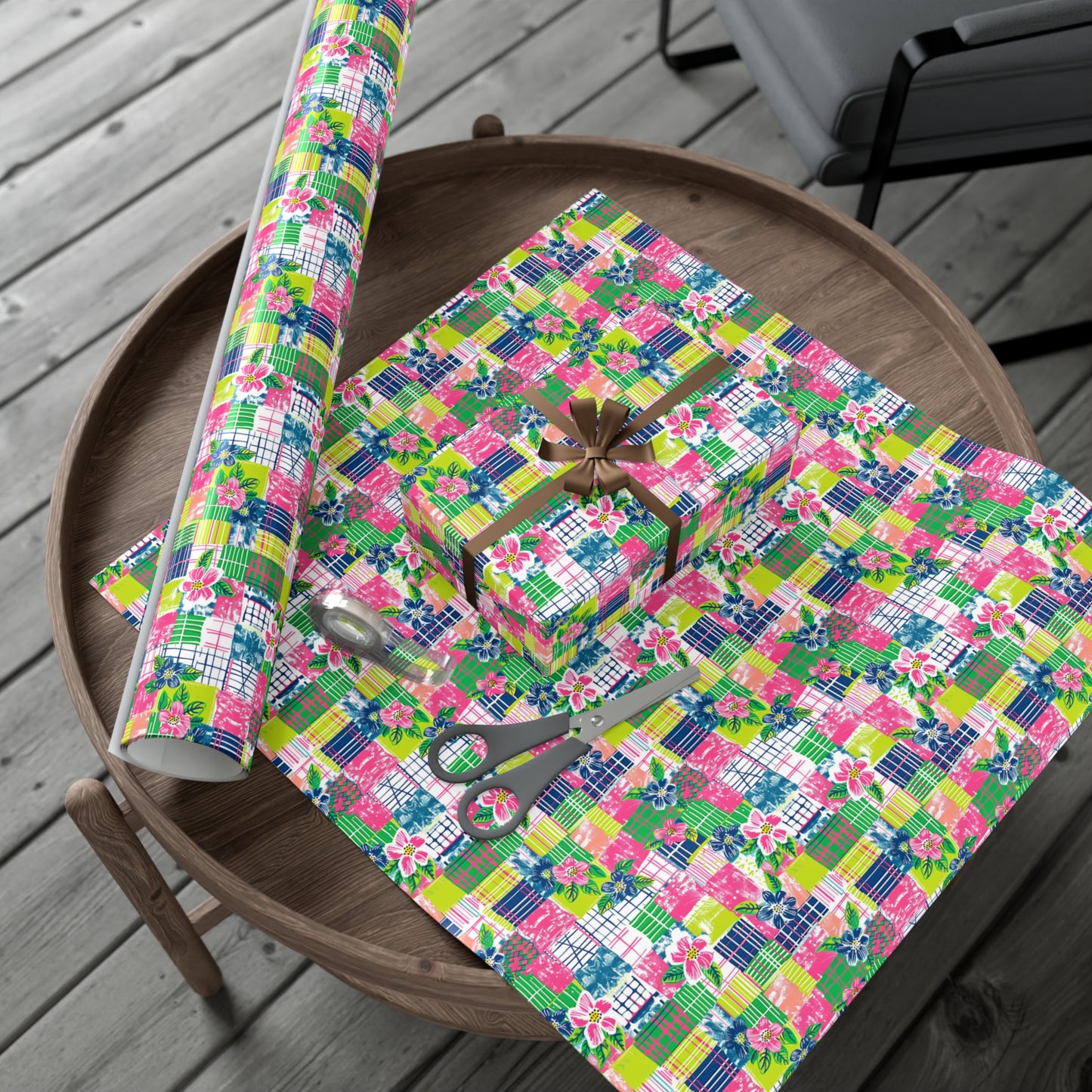 Tropical Madras Pattern Gift Wrap