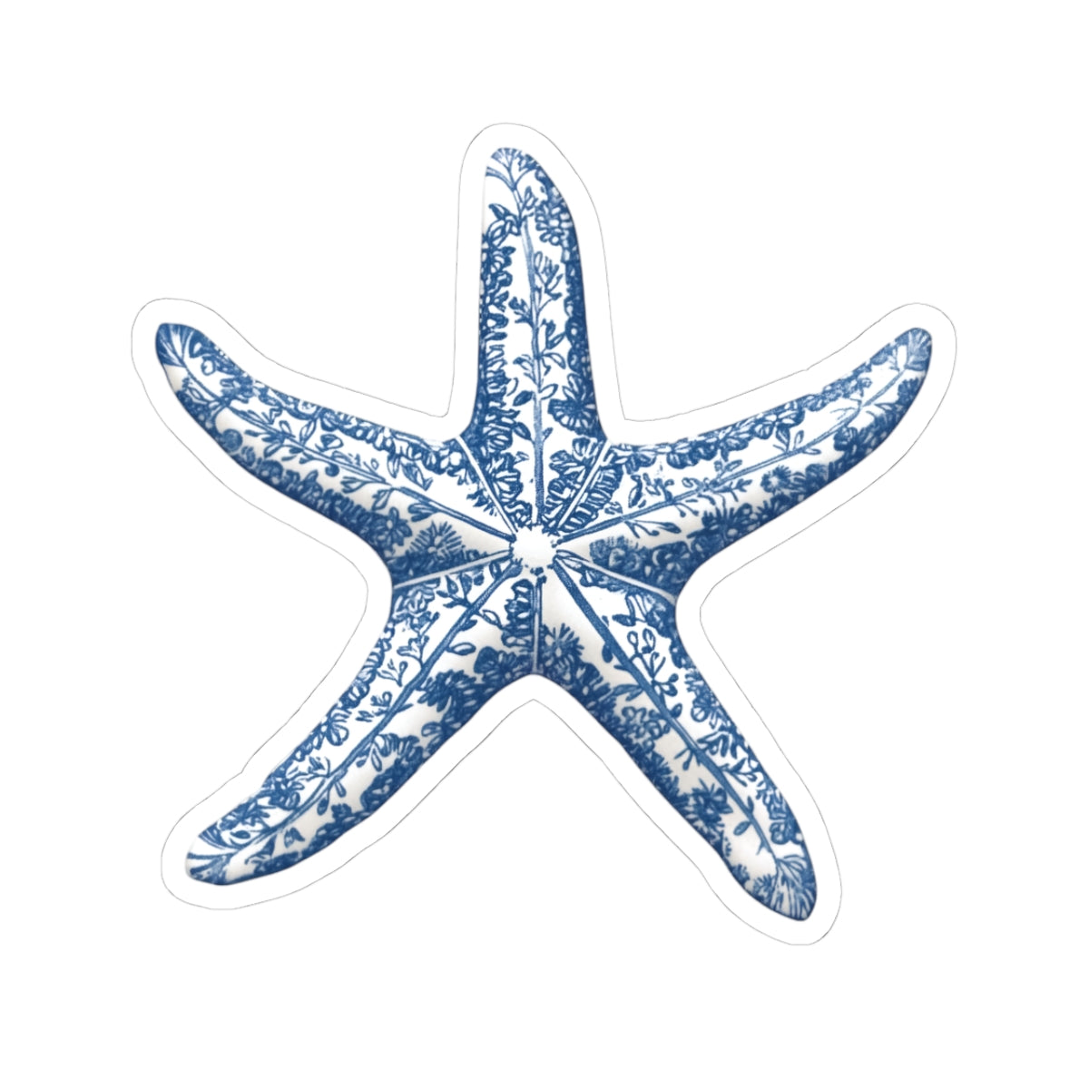 Blue Floral Starfish Kiss-Cut Sticker