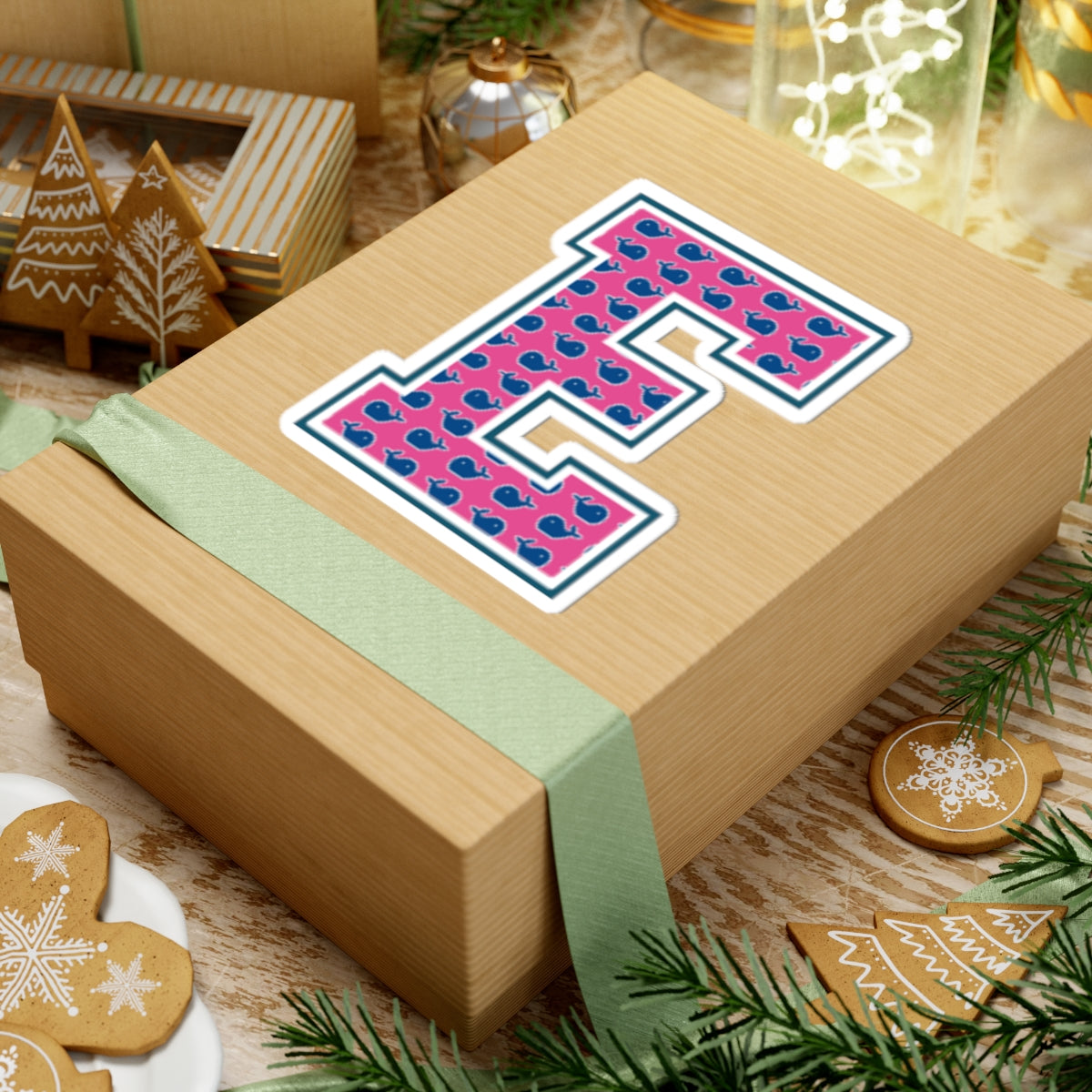 Preppy Letter E Kiss Cut Sticker