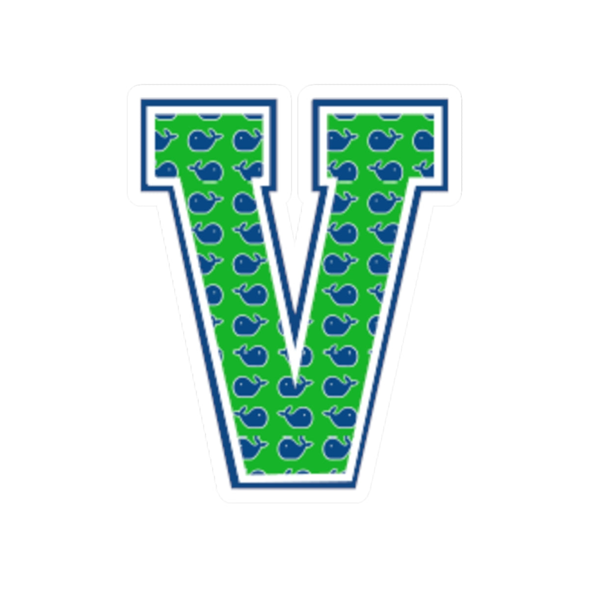 Preppy Letter V Kiss Cut Sticker