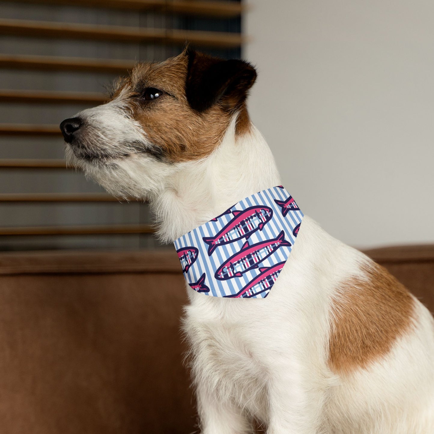 Plaid Sardines Pet Bandana Collar