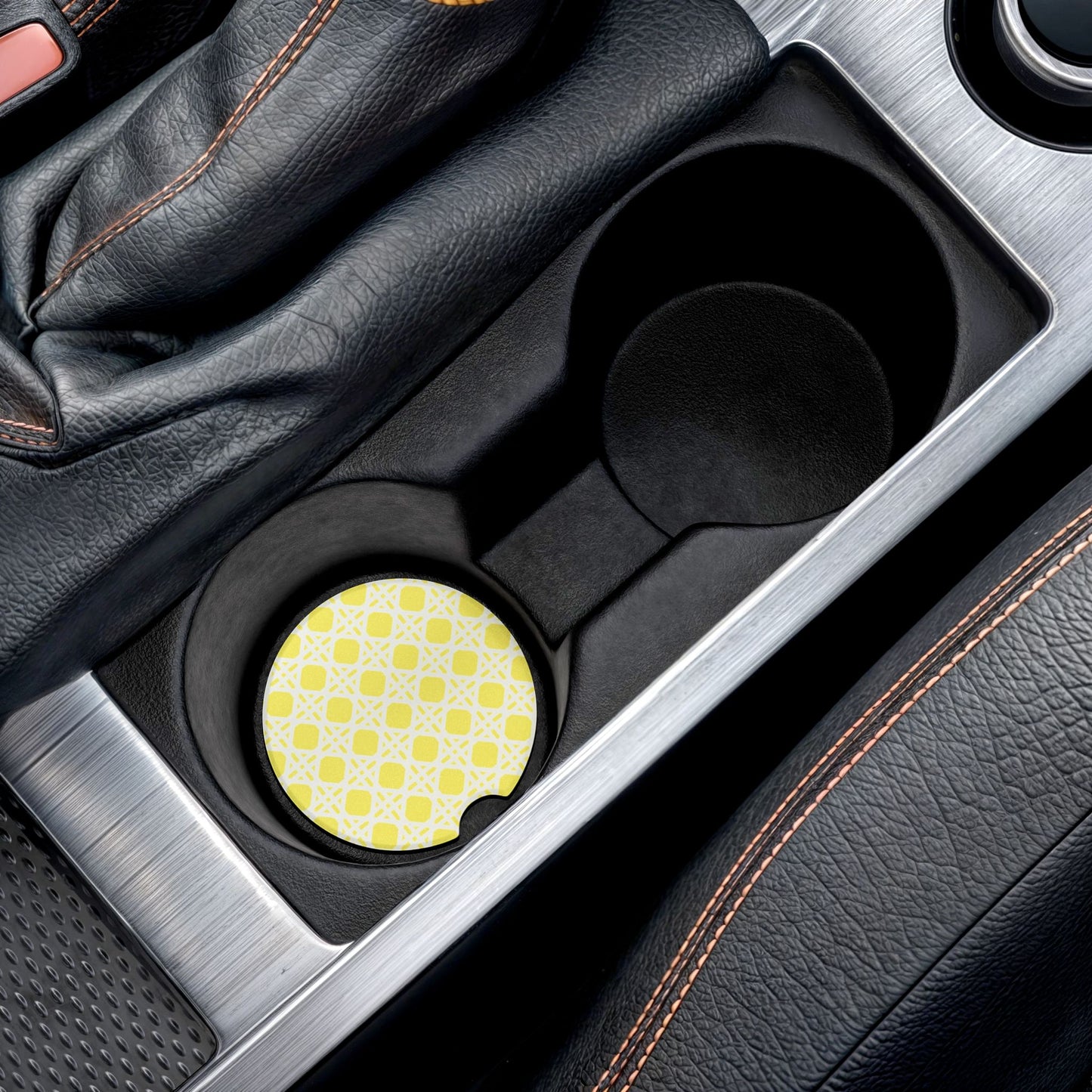 Cane Yellow Soapstone Car Coaster