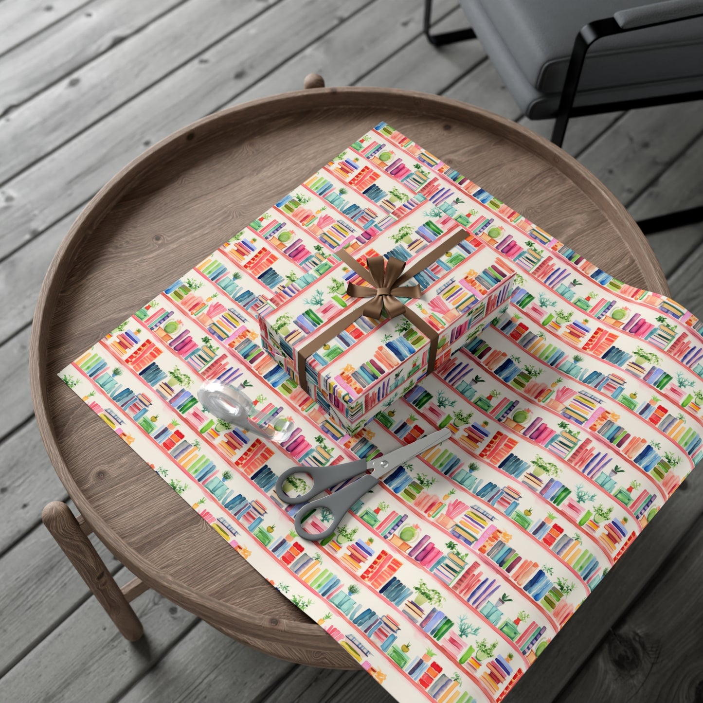 Colorful Bookshelf Gift Wrap