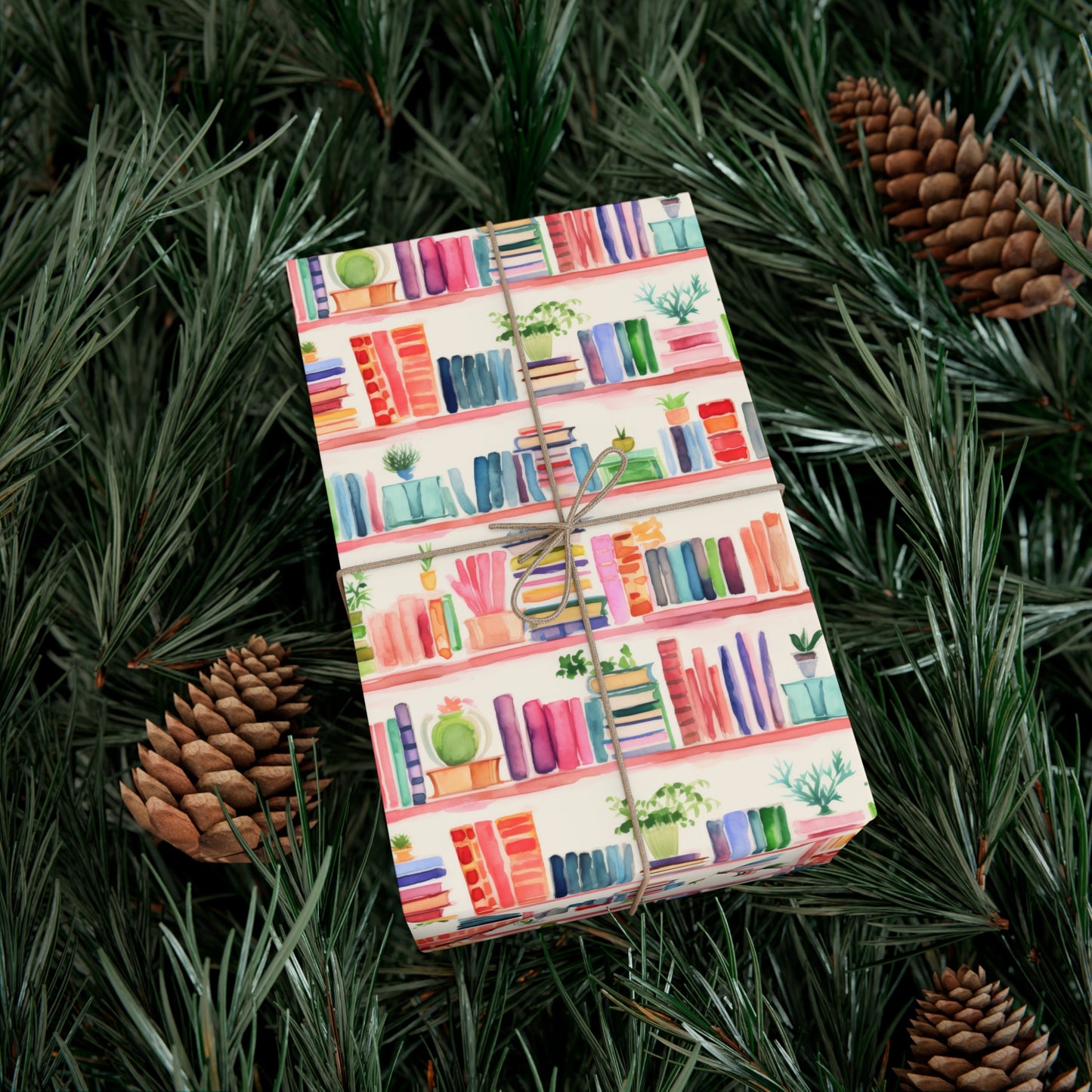 Colorful Bookshelf Gift Wrap