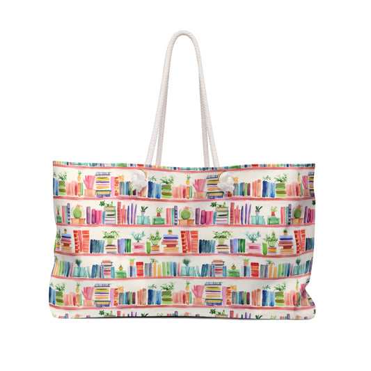 Watercolor Bookshelves Weekender Bag