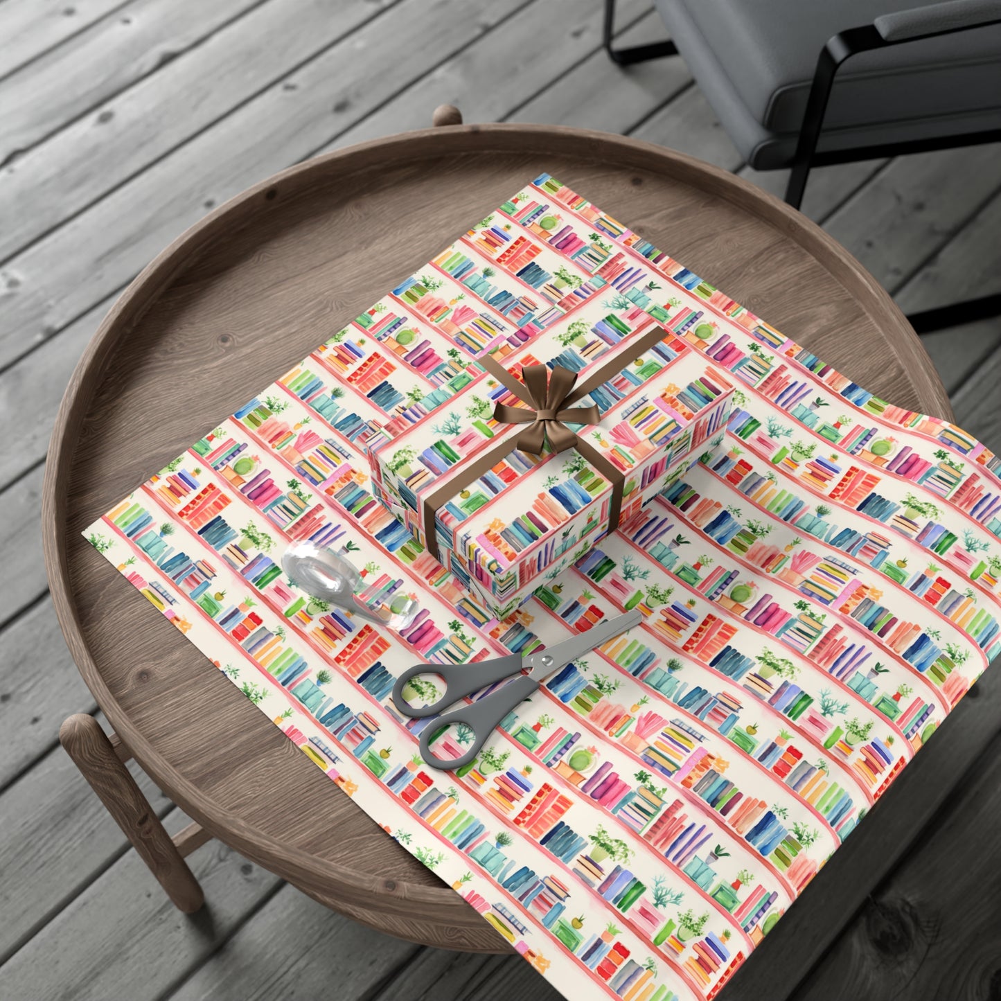 Colorful Bookshelf Gift Wrap