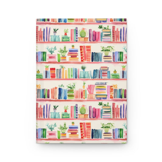 Watercolor Bookshelves Hardcover Journal