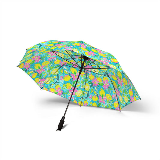 Lemon Floral Semi-Automatic Foldable Umbrella