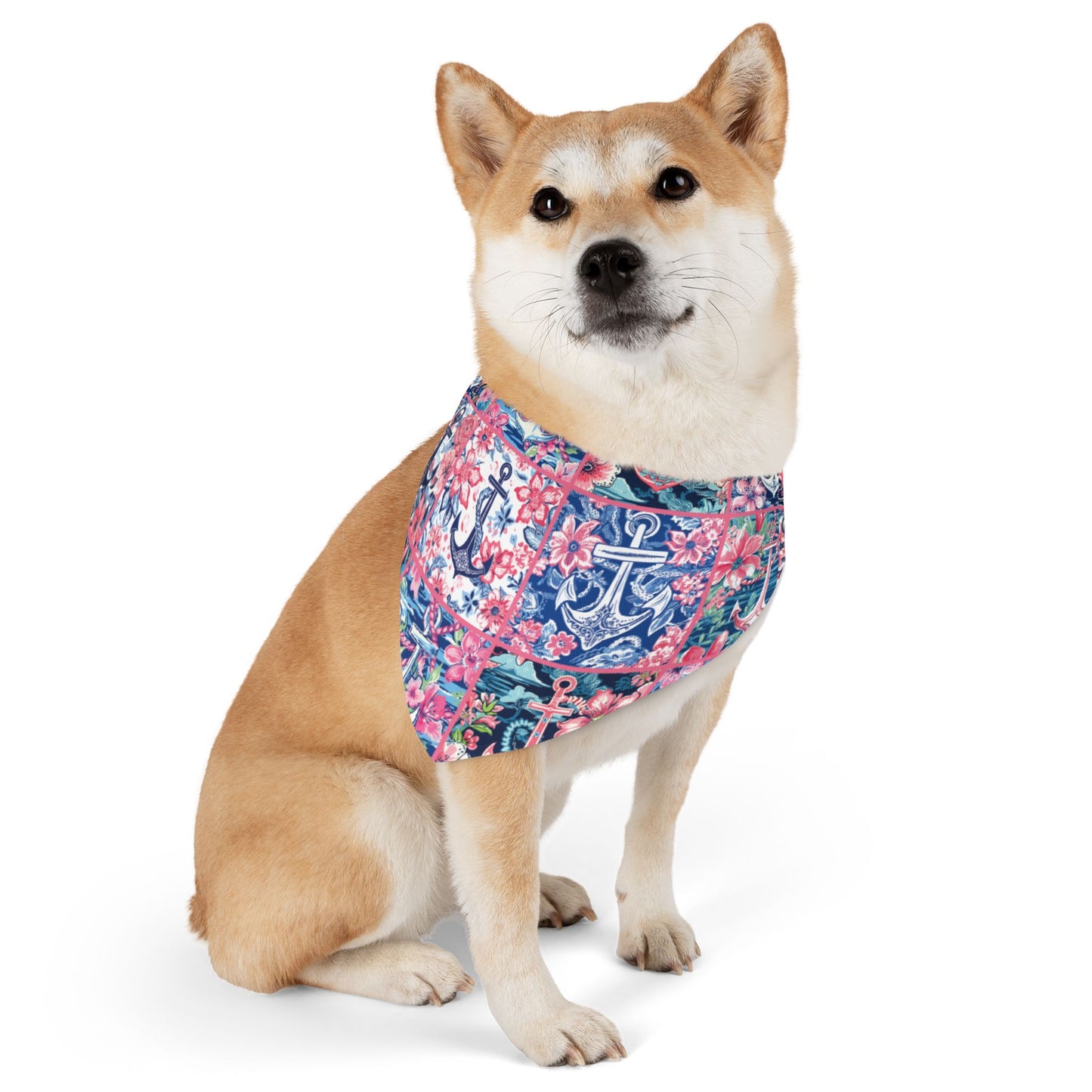 Floral Anchors Pet Bandana Collar