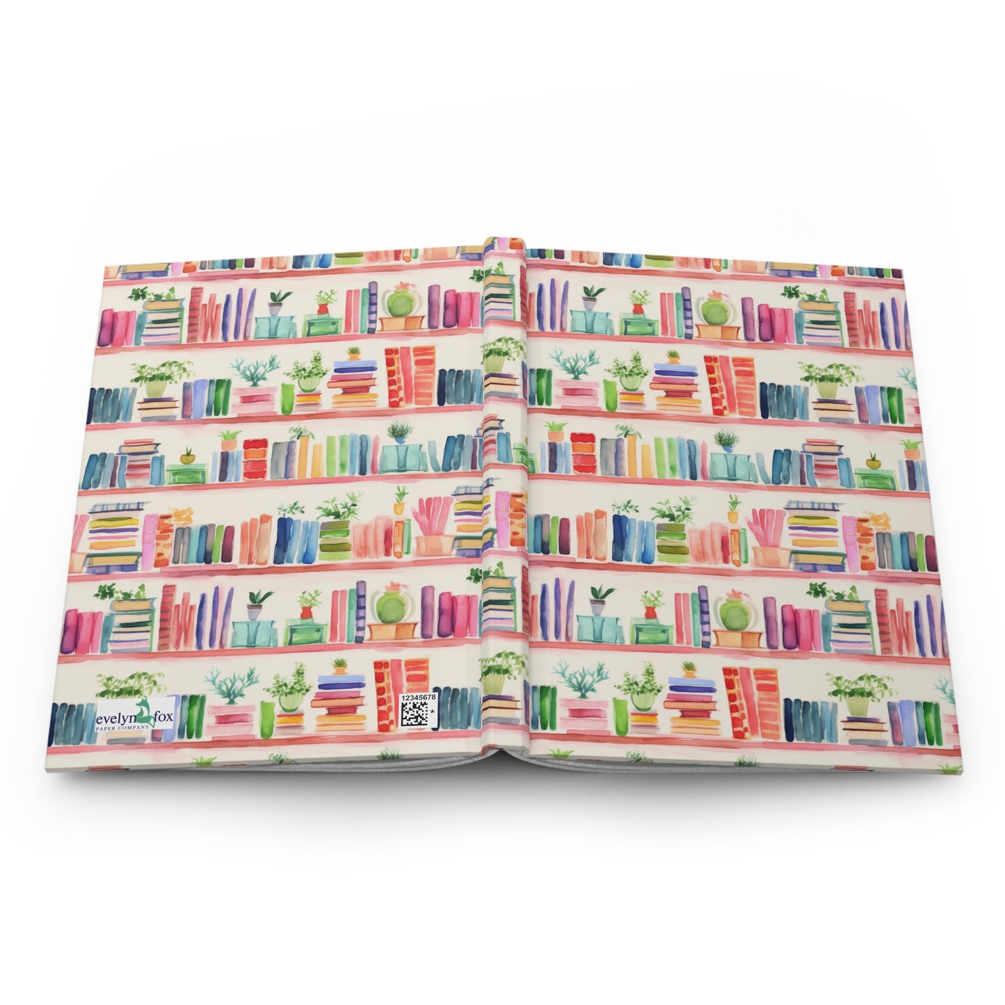Watercolor Bookshelves Hardcover Journal