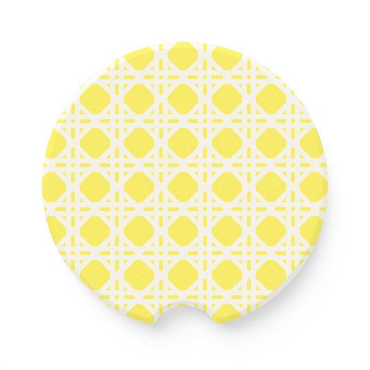 Cane Yellow Soapstone Car Coaster
