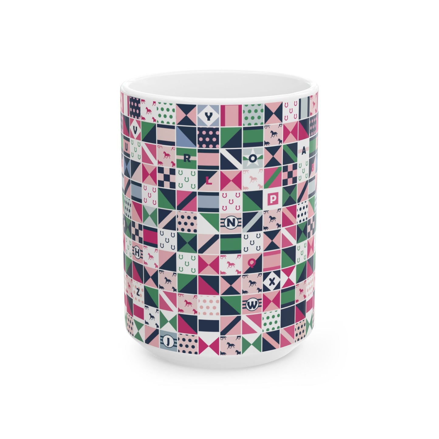 Equestrian Patchwork Ceramic Mug