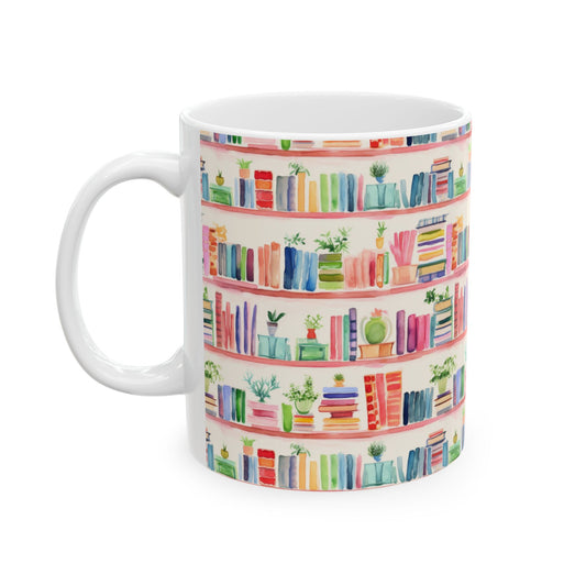Watercolor Bookshelves Ceramic Mug