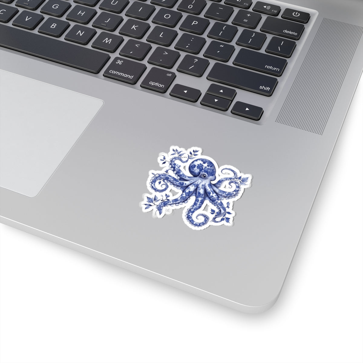 Blue Floral Octopus Kiss-Cut Stickers