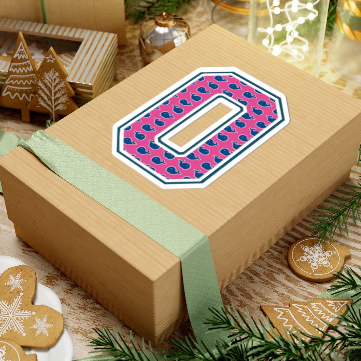 Preppy Letter O Kiss Cut Sticker