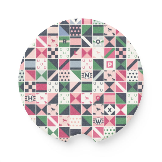 Equestrian Patchwork Soapstone Car Coaster