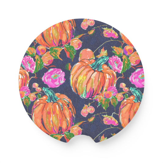 Fall Pumpkins Soapstone Car Coaster