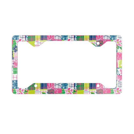 Tropical Madras Metal License Plate Frame
