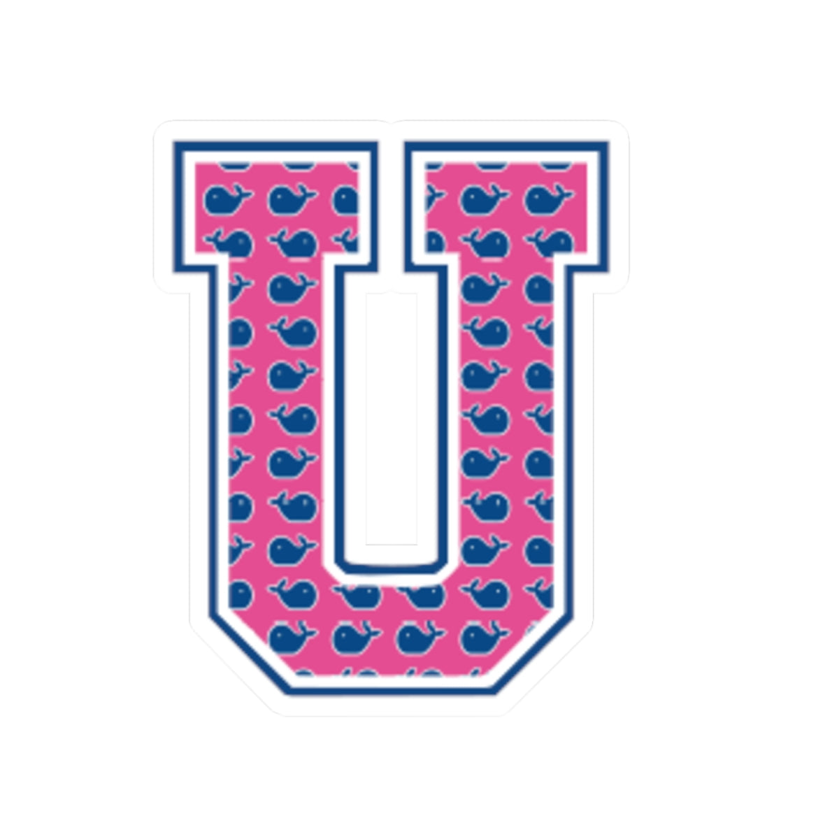 Preppy Letter U Kiss Cut Sticker