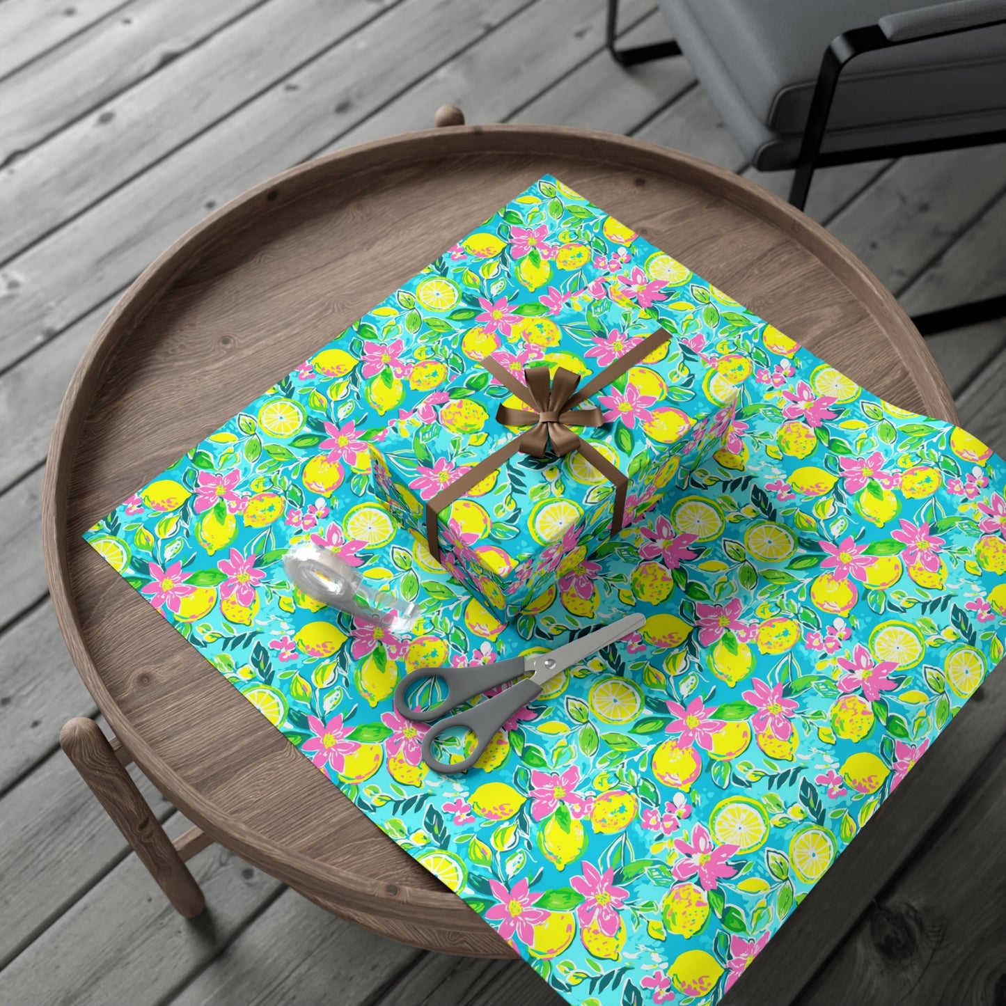 Lemon Floral Gift Wrap