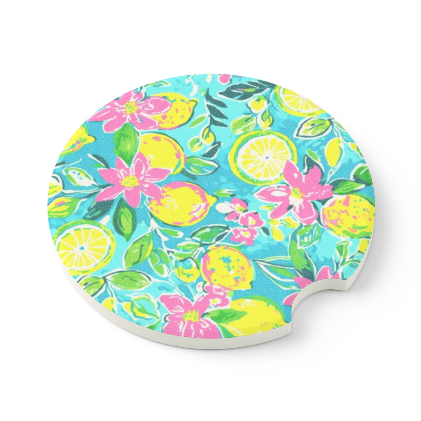 Lemon Floral Soapstone Car Coaster