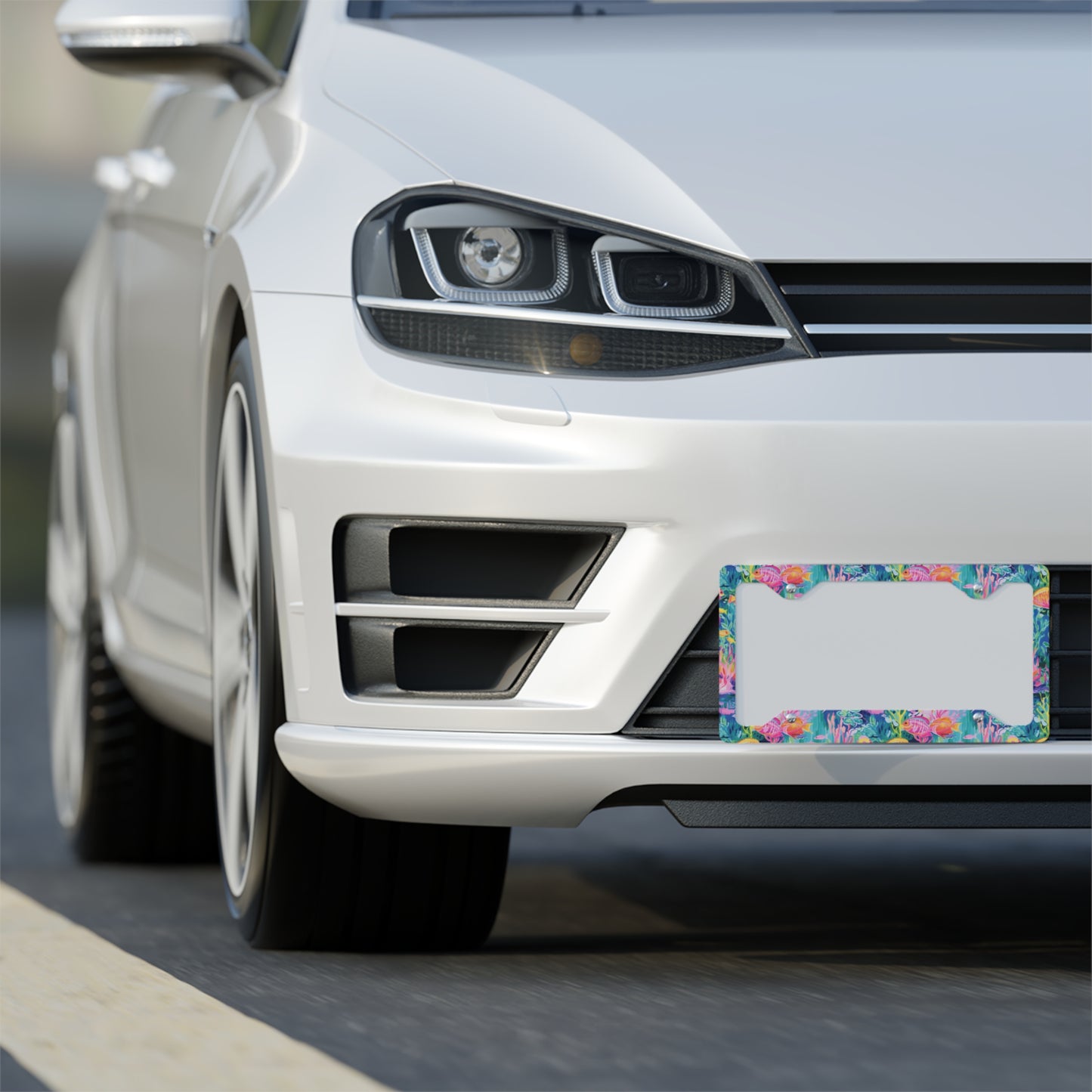 Watercolor Fish Metal License Plate Frame