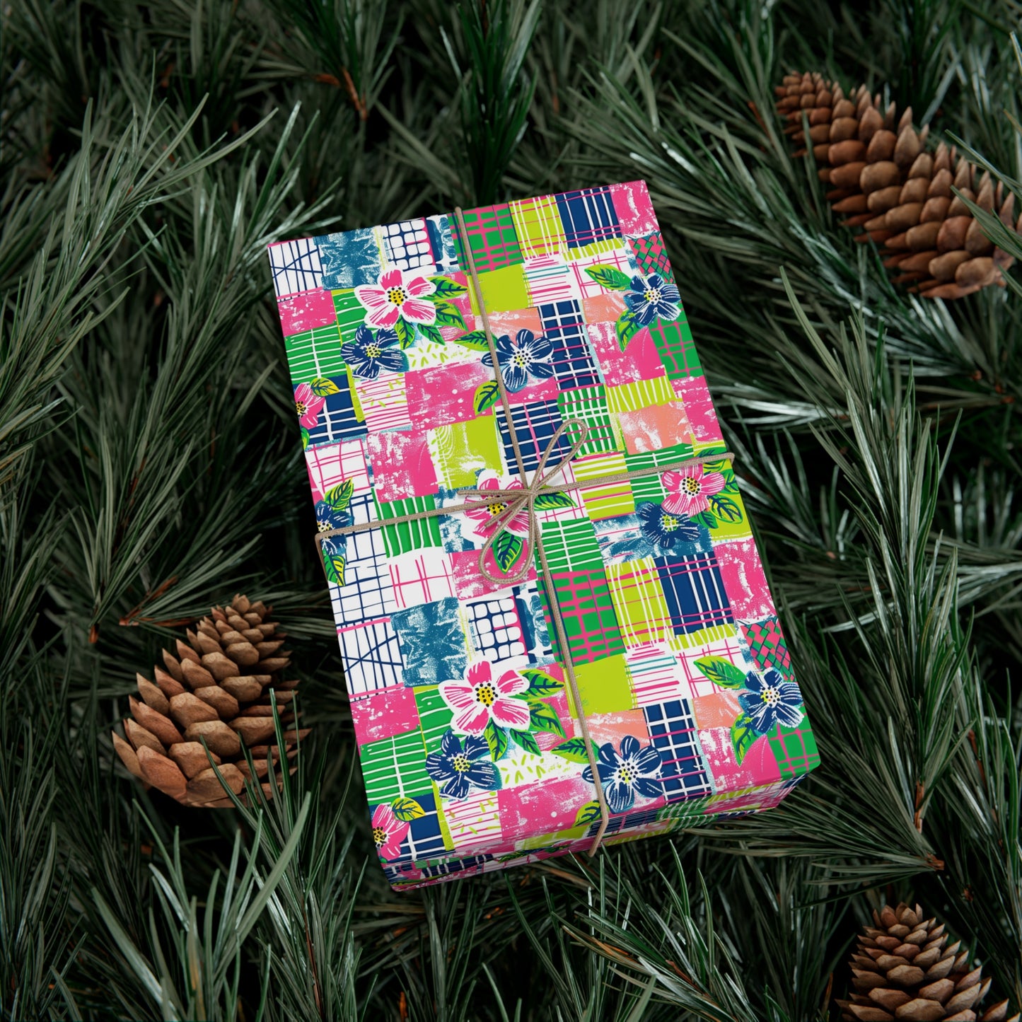 Tropical Madras Pattern Gift Wrap