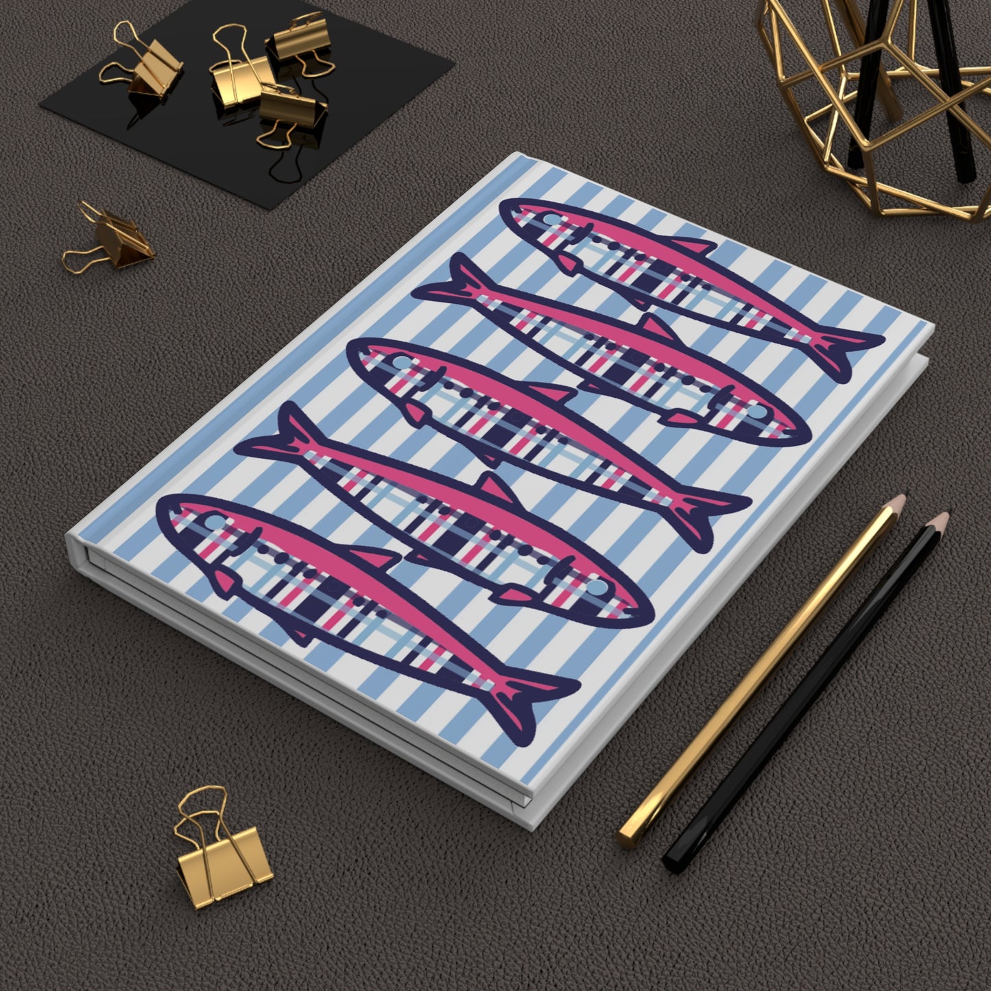 Plaid Sardines Hardcover Journal