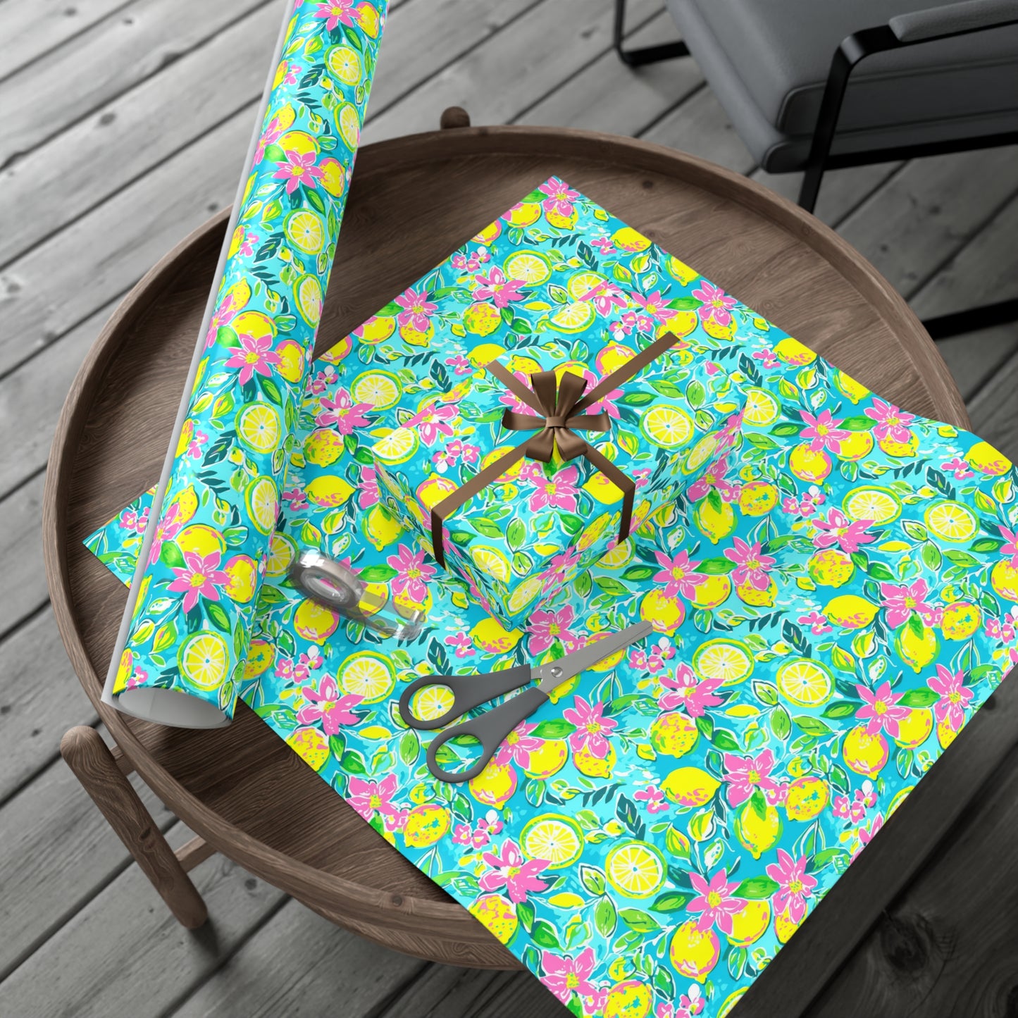 Lemon Floral Gift Wrap