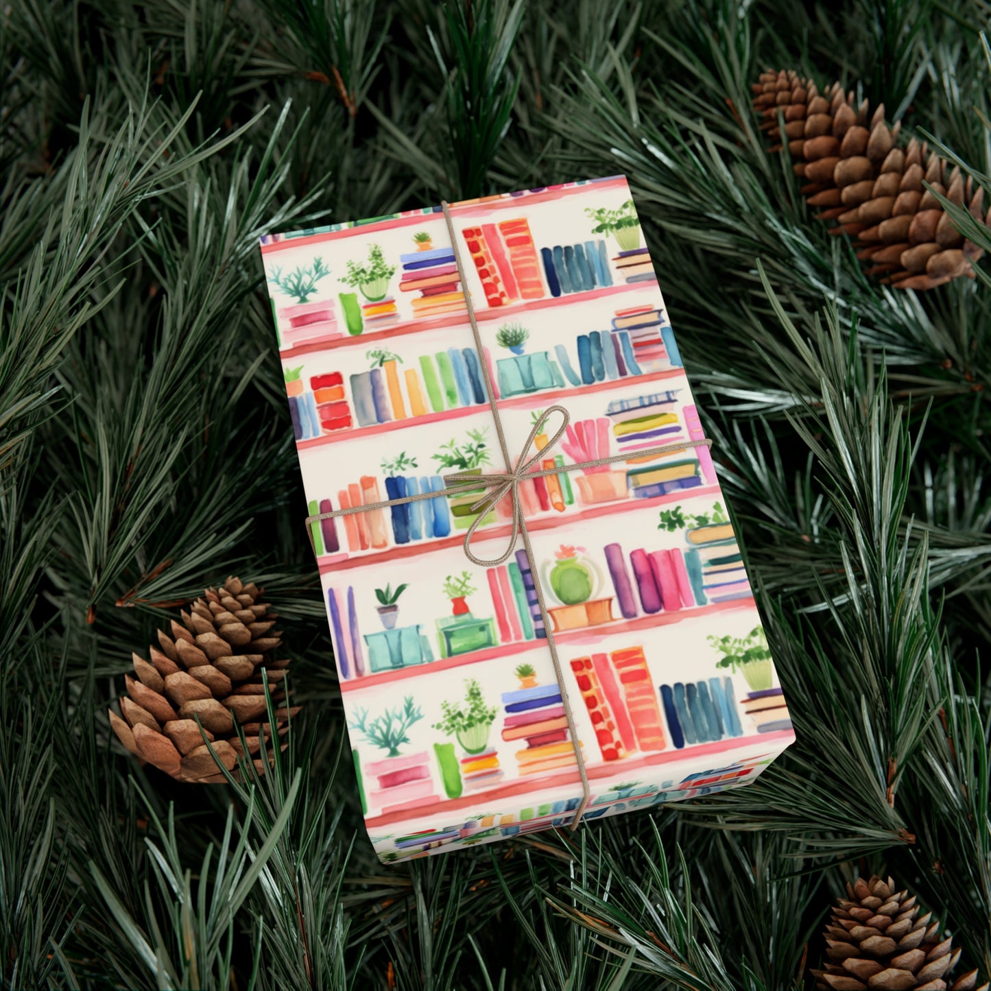 Colorful Bookshelf Gift Wrap