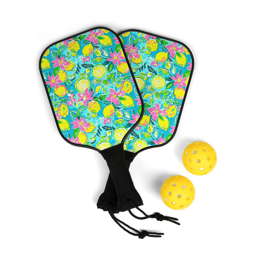 Lemon Floral Pickleball Paddle Set