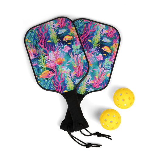 Watercolor Fish Pickleball Paddle Set