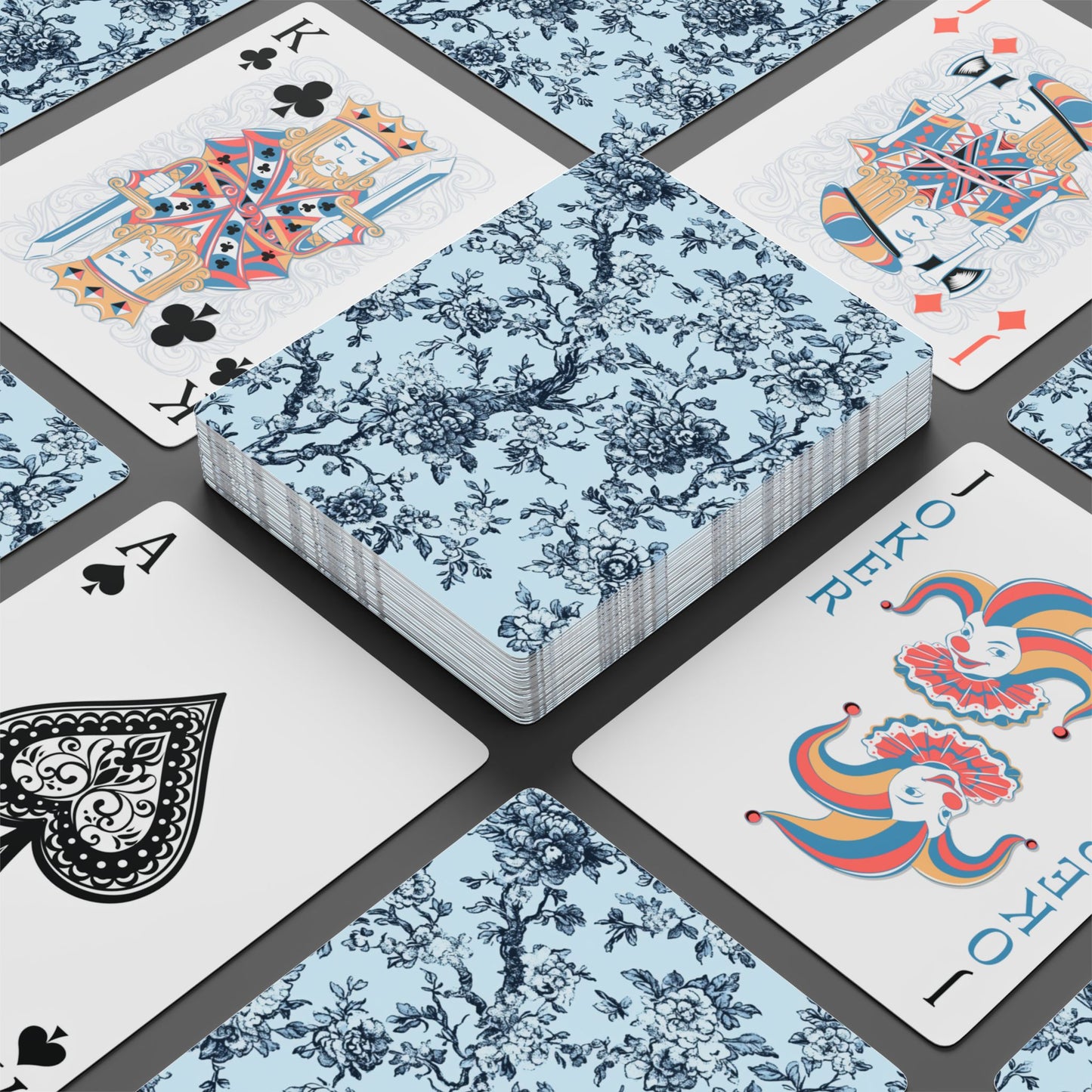 Blue Toile Playing Cards