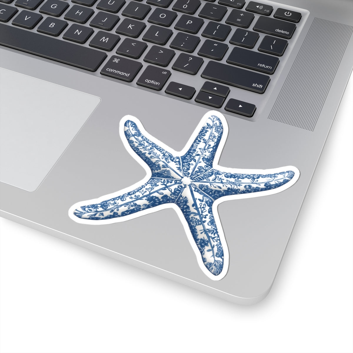 Blue Floral Starfish Kiss-Cut Sticker