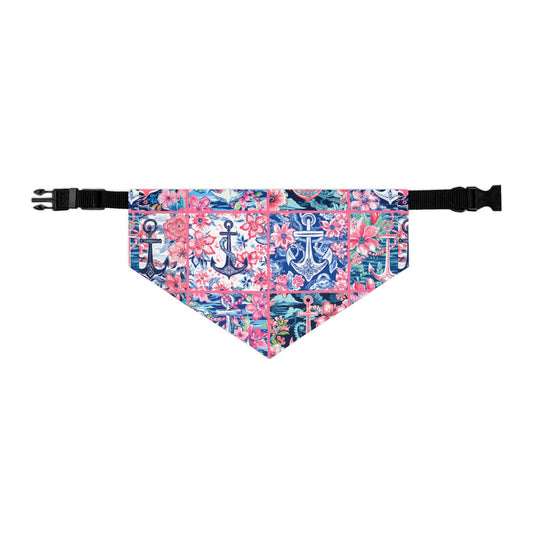 Floral Anchors Pet Bandana Collar