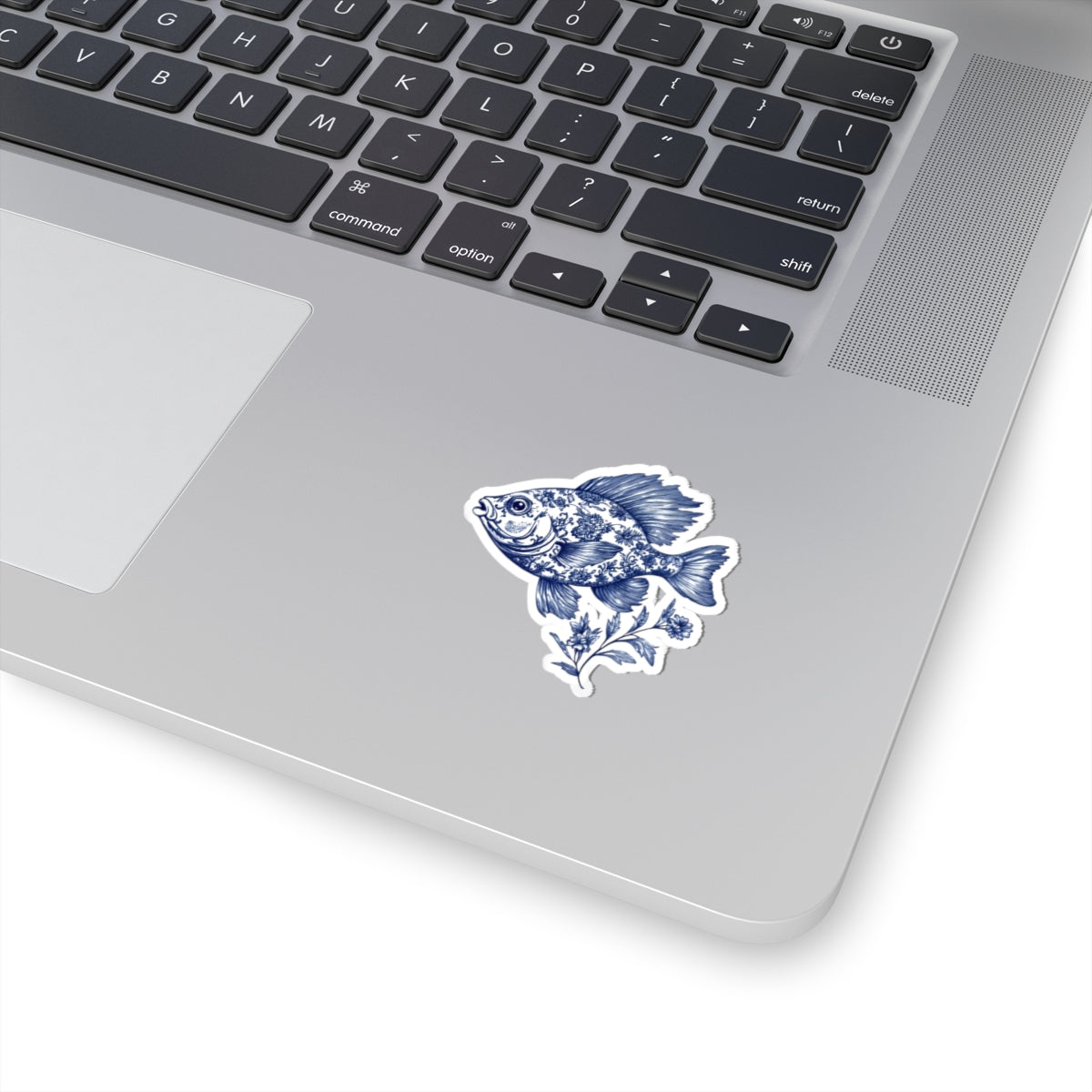 Blue Floral Fish Kiss-Cut Sticker